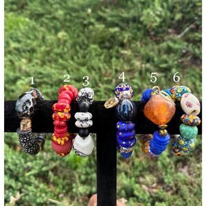 XL beaded pattern people bracelets - African krobo trade beads